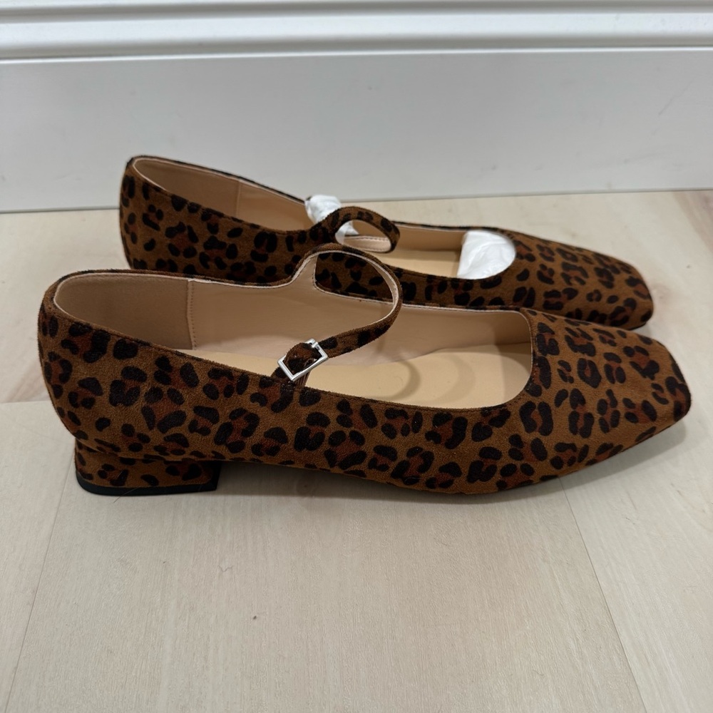 Caparros Leopard Print Mary Jane Flats - Tan/Black - Picture 11 of 16
